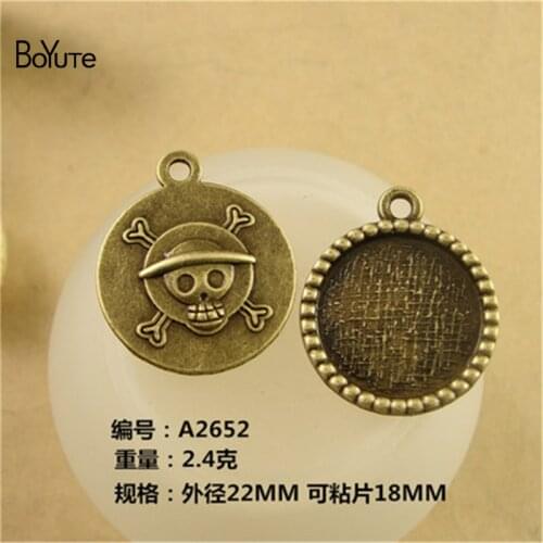 BoYuTe (50 Pieces/Lot) 18MM Skull Charms Pendant Cabochon Base Setting Diy Jewelry Metal Blank Pendant Jewelry Making Findings