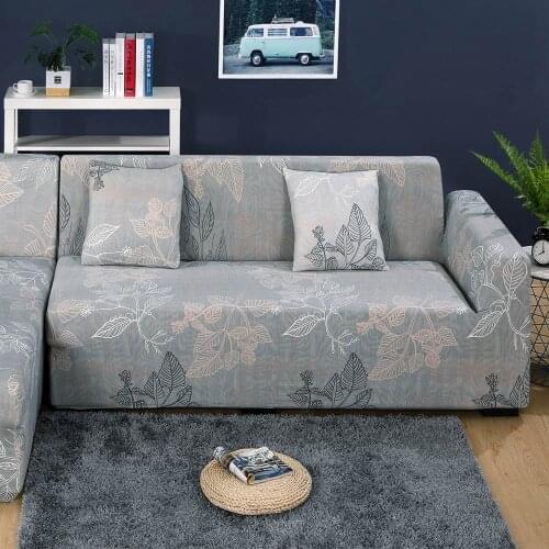 Simple Leaves Grey Thick Stitching Sofa Cover Slipcover Stretch Elastic Spandex/Polyester Chair Loveseat L Shape Sofa Protector