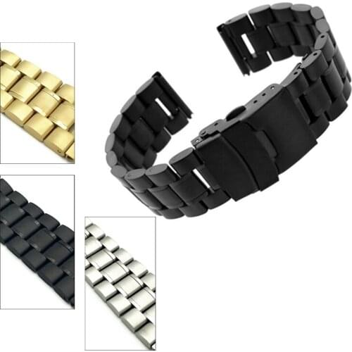 Black Stainless Steel Watchbands Bracelet 18mm 20mm 22mm 24mm Solid Metal Watch Band Men Strap Accessories