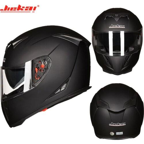 Four seasons JIEKAI Double Lens Motorcycle matte black Helmet Full Face Motorbike motocross scooter Helmets size M L XL XXL