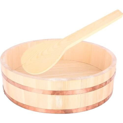 Wooden Japanese Sushi Rice Bucket Korean Rice Mix Bucket Rice Bucket Wooden Container Bucket For Restaurant Kitchen Accessories