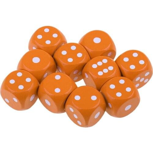 10 Pieces Wooden Dice D6 Dotted Dice for D&D TRPG MTG Board Game Toy