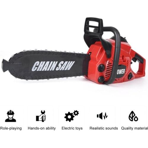 Kids Electric Chainsaw Toy Simulation Plastic Rotating Chainsaw Realistic Saw Sound Power House Garden Tool Pretend Play Toys
