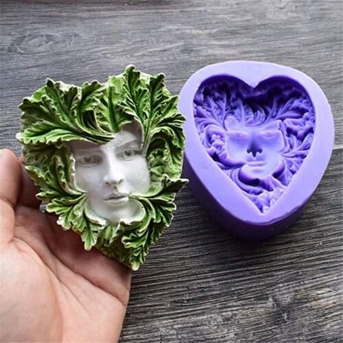 Girl Leaf Face Shape Silicone Cake Soap Mold Rattan Fairy Face Epoxy Resin Molds A0NF