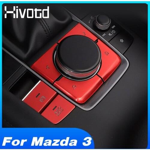 Hivotd For Mazda 3 2020 2019 Accessories Electronic Handbrake Multimedia Button Sequin Decoration Trim Panel Cover Car Styling