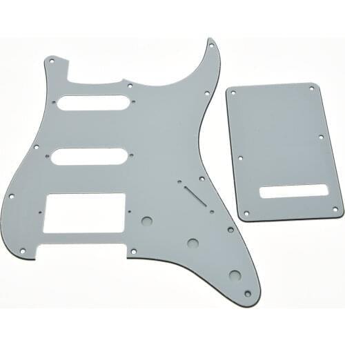KAISH ST Pickguard,Back Plate and Screws HSS White 3 Ply