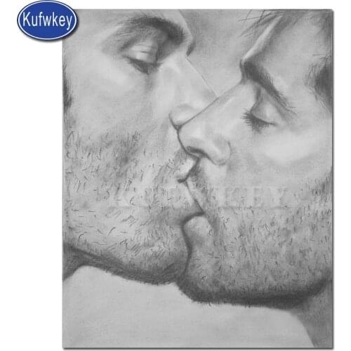 Full drill square diamond painting gay art,diamond art men kiss Eternal Moments rhinestone embroidery pattern cross stitch decor