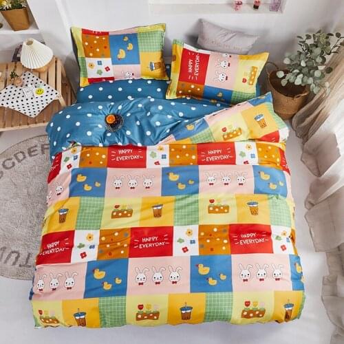 Digital Cartoon Grid Design Bedding Set Duvet Cover Bed Sheet Pillowcases 3/4pcs King Queen Full Size Single Twin Bedding Sets
