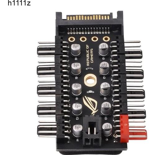 PWM Fan Hub 1 to 10 Sata Molex Cooler Cooling 4Pin Fan Splitter Cable 12V Fan Speed Controller Adapter with LED For Miner Mining