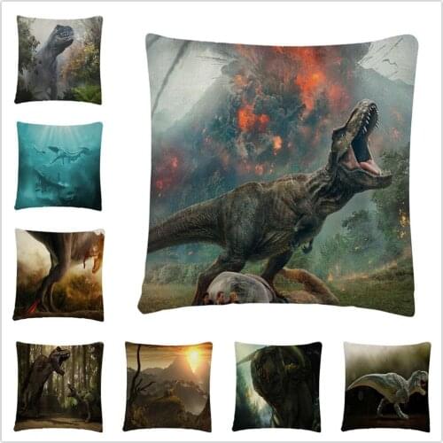 Ancient dinosaur pattern in Jurassic period Linen Cushion Cover Pillow Case for Home Sofa Car Decor Pillowcase45X45cm