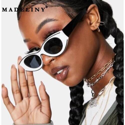 MADELINY Vintage Black Sunglasses Women Luxury Designer Cat Eye Sun Glasses Men Small Traval Eyeglasses UV400 Goggles MA054