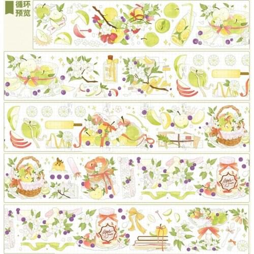 5 X 92cm Masking Tape Scrapbooking Flower Fruits Apple Collage Special Oil