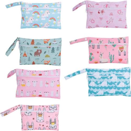 Cute Cartoon Striped Baby Diaper Bag Waterproof Travel Maternity Small Wet Bag For Mommy Storage Stroller Accessories 23 x 15 cm