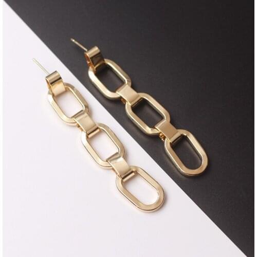 Multilayer Metal Links Chain Drop Earring Trendy Hollow Geometric Statement Earrings For Women Simple Jewelry Girlfriend Gift