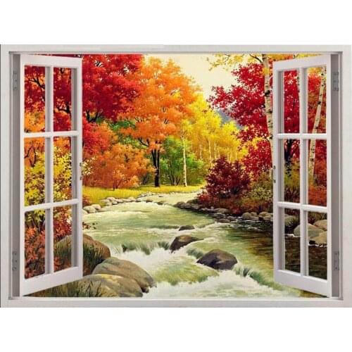 Window waterfall landscape Diamond Painting Full drill 5d diy Diamond Embroidery Rhinestones of Pictures Mosaic kit YG1300