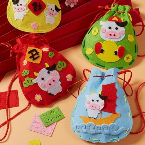 Non-woven DIY Handmade Craft Lucky Pouch Bag Spring Festival Decor Supplies