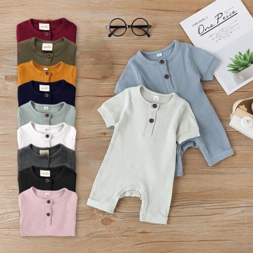 2020 New Multi-Color Fashion Baby One-Piece Suit Solid Color Summer Short-Sleeved Newborn Romper Clothes