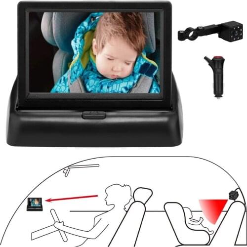 Shockproof Baby Child Car Seat Mirror 360° Adjustable Infants Safety Back Seat Monitor with Camera 150° Wide View