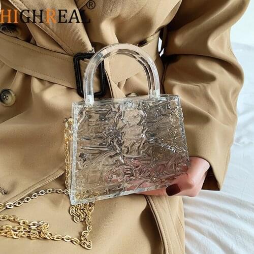 Top Handle Transparent Bag Small Woman Phone Bag Chain Lipstick Messenger Handbag Box Evening Bag Cigarette Case Acrylic Clutch