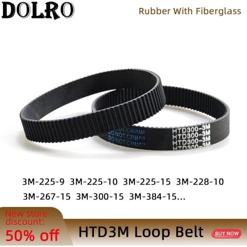 Closed Loop Timing Belt Transmission Belts HTD 3M-255-15 Perimeter 225 267 300 324 354 384mm Customized Width 8 9 10 15 17mm