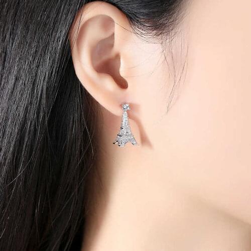 Dovolov Women earrings Tower earrings wedding jewelry alloy earrings boutique earrings plated white gold earrings jewelry gift