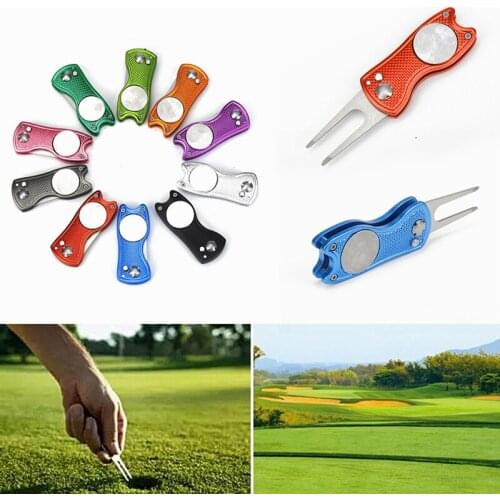 1Pc Mini Folding Golf Fork Portable Golf Ball Tilt Slot Cleaner Groove Training Repair Tools