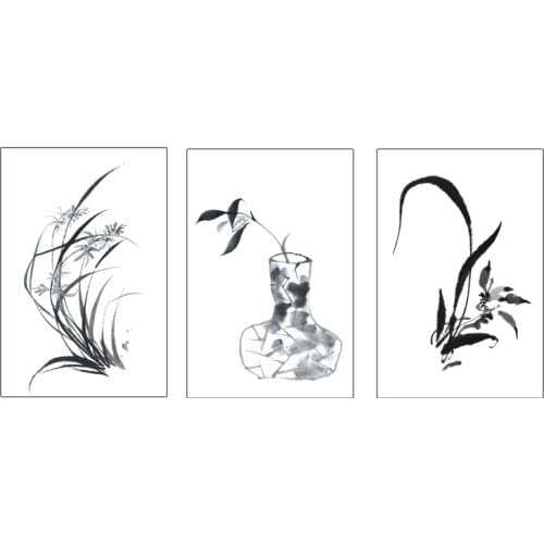 Traditional Chinese painting flowers picture painting vintage posters flowers in vases simplified beauty art home decor