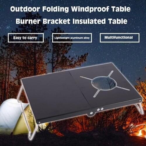 Outdoor Dual Stove Cooktop Table with Windshield and Detachable Leg Support, Suitable for Camping Cooking, Maximum Total 150,000