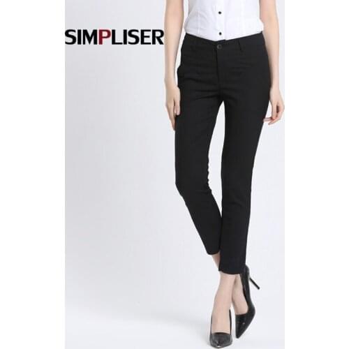 High quality women cool capris pants ladies wear to work business suit trousers black white red pantalon female Suit Trousers XL