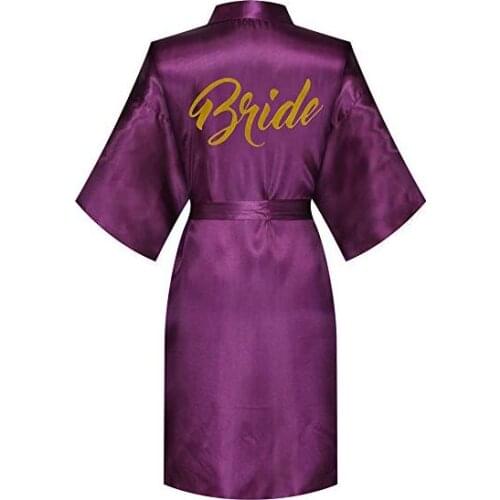 2019 Summer Purple Gown Satin Silk Robe Wedding Robe Bride Bridesmaid Dressing Women Robes Skirt Clothes Hot Word 1pc