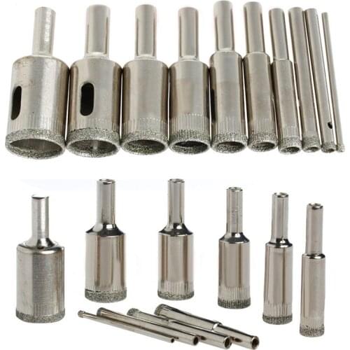 10pcs/Set 3-20mm Diamond Coated Hole Drill Bit Saw Cutter Ceramic Glass Marble