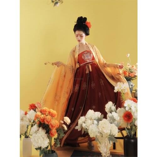 2021 hanfu chinese style ancient tang costume traditional folk dance stage performance hanfu retro women princess fairy dress