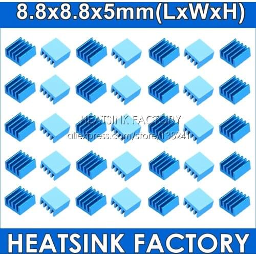HEATSINK FACTORY 25pcs Aluminum Electronic Chip Heatsink 8.8x8.8x5mm Radiator With Thermal Double Sided Adhesive Tape