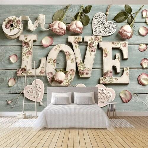 Custom any size 3D wall mural wallpapers Modern fashion LOVE 3D Perspective Wall Sticker YBZ101