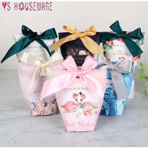 5PCS New Creative Paper Wedding Decoration Gift Boxe Sugar Case Party Supplies Wedding Favors Candy Bag With Ribbon коробка
