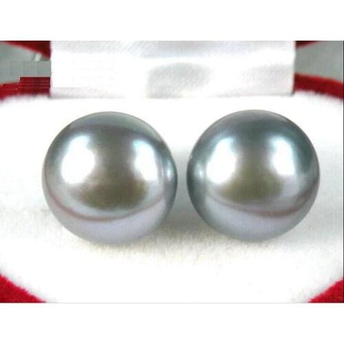 Free shipping CHARMING HOT Perfect 10-11mm gray South Sea Pearl Earring r