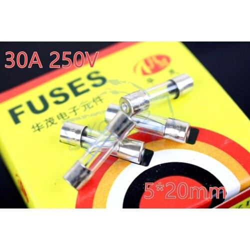 Free delivery, high quality fuse 30A 250V 5*20 glass fuse glass safety pipe