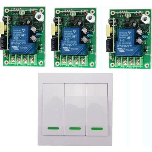 Home Smart AC85V110V 220V110V- 250V 3000W RF Wireless Remote Control Light Lights Switch System With 3Button Wall Transmitter