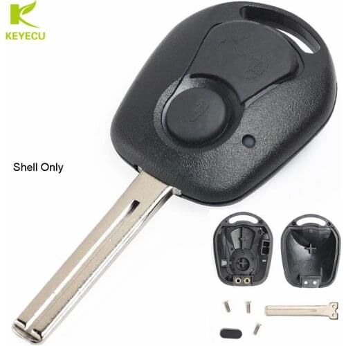 KEYECU Relacement New Remote Key Shell Case Fob 2 Button for SsangYong + Uncut Blade