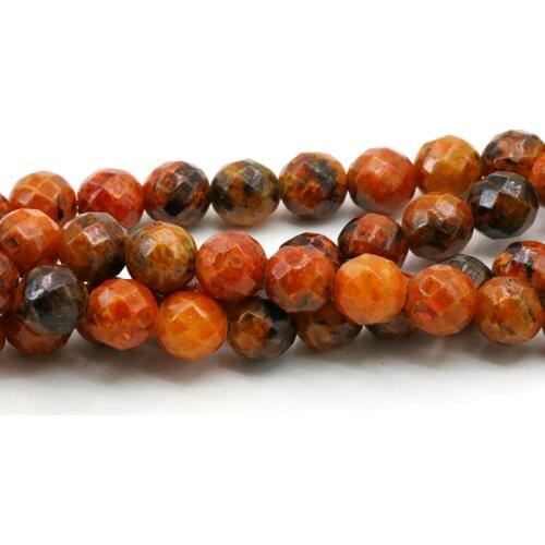 Orange Turkey stone faceted 8mm round loose beads 15" DIY women hot sale jewelry making wholesale