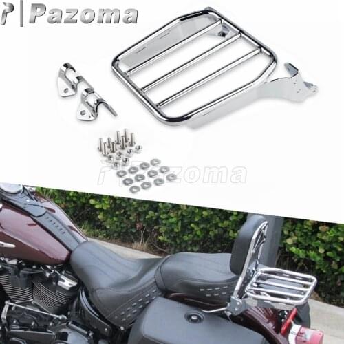 Chrome Motorcycle Sissy Bar Rear Carrier Steel Support Shelf Luggage Rack For Harley Softail FLDE FLHC FLHCS FLSL FXBB 2018-2021