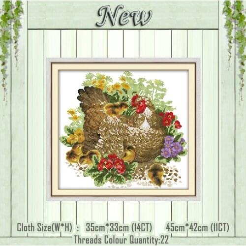 Chicken mother and chick painting counted print on the canvas DMC 11CT 14CT kits chinese Cross Stitch embroidery needlework Sets