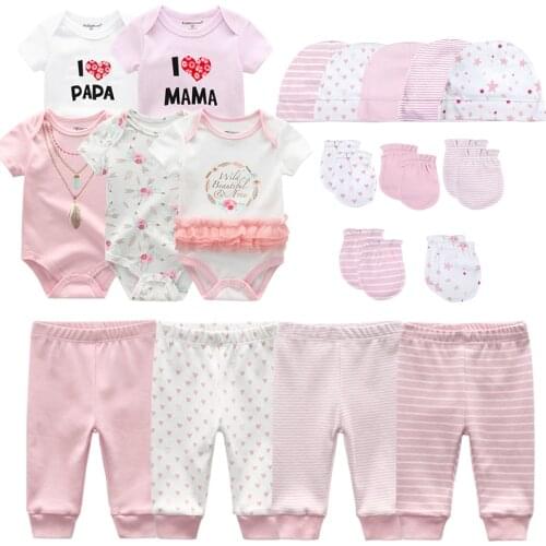 Baby Girl Clothes Set Bodysuit+Pants+Hat+Gloves Newborn Boy Toddler Clothing 3M 6M 9M 12M Infant 100% Cotton Outfits Cute Suit