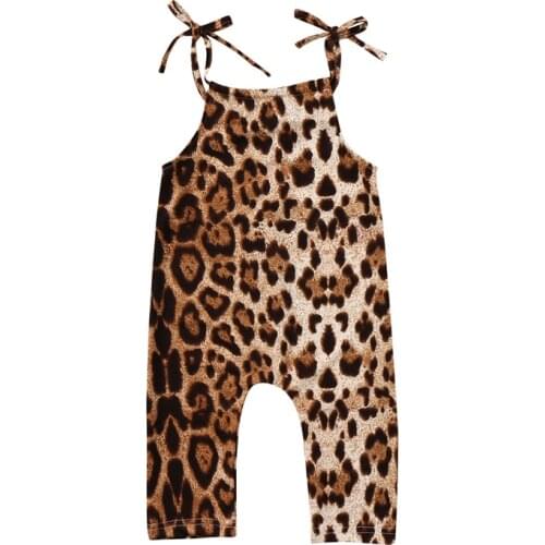 Lioraitiin New Fashion Newborn Baby Girls Clothes Leopard Braces Romper Sleeveless Jumpsuit Clothes Outfits Sets