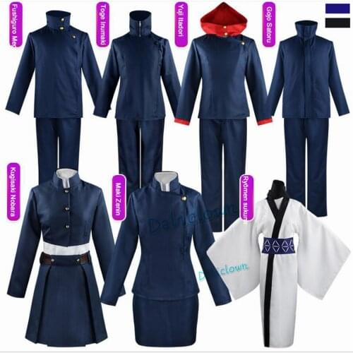 Anime Jujutsu Kaisen Cosplay Costume Nobara Kugisaki Yuji Itadori Megumi Fushiguro Gojo Satoru Ryomen Sukuna Kimono Uniform Wig