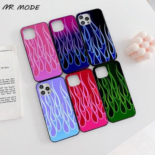 Red Green Flames Fire Pattern Phone Case for iPhone 11 12 pro XS MAX 8 7 6 6S Plus X 5S SE 2020 XR Soft silicone Cover Funda