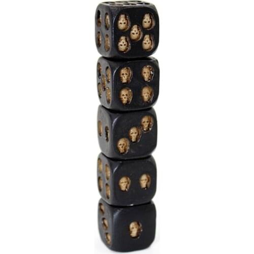 HANDMADE BLACK SKULL DICE (SET OF 5) DISPLAY