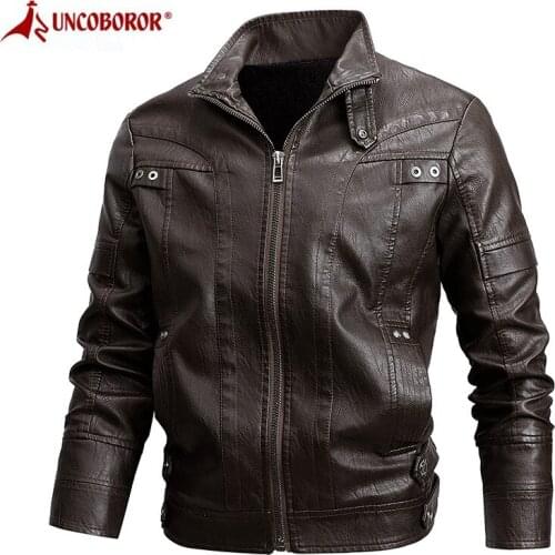 Autumn Winter Mens PU Leather Jacket Men Casual Stand Collar Business Luxury Coat Pilot Bike Motorcycle Faux Leather Jacket 5XL
