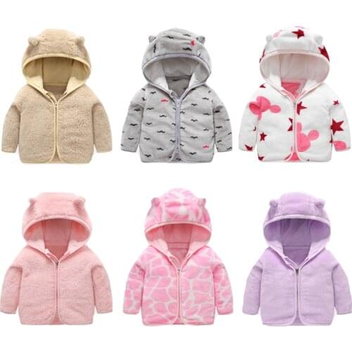 Toddler Plush Winter Boys And Girls Jacket Cute Keeping Warm Hooded Coat For Girl Children Birthday Christmas Present Outerwear