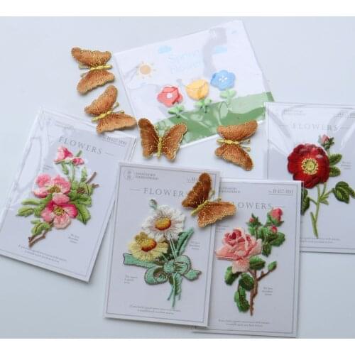 Fashion ironing flower embroidery patches iron on embroidered parches appliques for clothing parches para la ropa